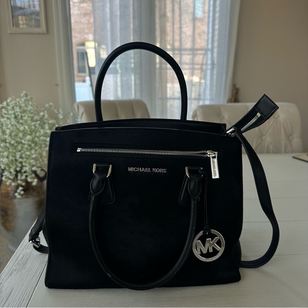 NEW Michael Kors Black Ponyhair Satchel Bag